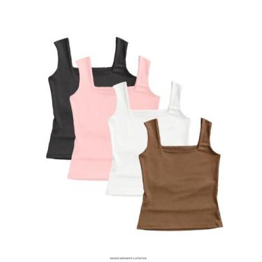 Imagem de Kit 4 Regata Lisa Feminina Elegante Suplex Verão - Blitz Feminina, Pre