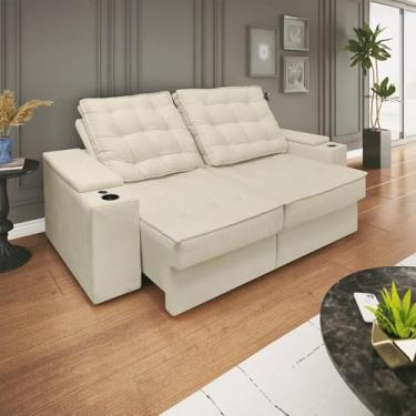 Imagem de Sofá Retratil Reclinavel 3 lugares 2,30m Porta Copo Usb Sala Cor:bege