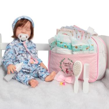 Imagem de Boneca Reborn Bebê Lívia Realista Fio a Fio Bolsa Acessórios
