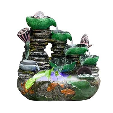 Imagem de XFNVXC Fonte decorativa para uso interno fonte de mesa Rockery água corrente paisagem fonte decoração de mesa Feng Shui roda circulante ornamentos de água Rockery Fountain casa