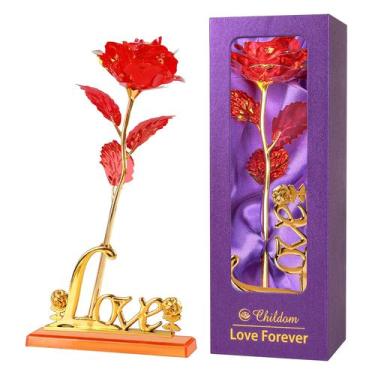 Imagem de Flor artificial Childom Rose com suporte de amor para mulheres