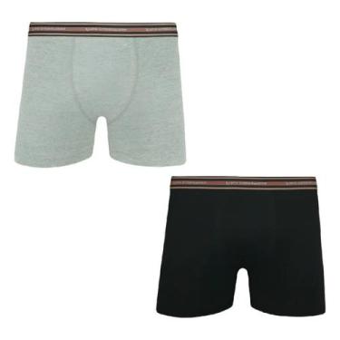 Imagem de Kit Com 2 Cuecas Boxer Infantil Algodão com Elastano Lupo, M, Cinza me