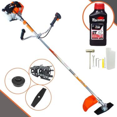 Imagem de Roçadeira Vulcan VR430-S À Gasolina 43cc 1,7HP Alta Rotação e Performance Com Carretel Nylon + Faca 2 Pontas + Enxada Rotativa + ÓLEO TOYAMA 2 Tempos