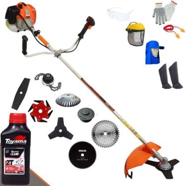 Imagem de Roçadeira Robusta Vulcan VR620H À Gasolina 62cc 3HP de Potência Alta Rotação Com Carretel de Nylon + Kit 7 Opções de Cortes + EPI + ÓLEO TOYAMA 2T