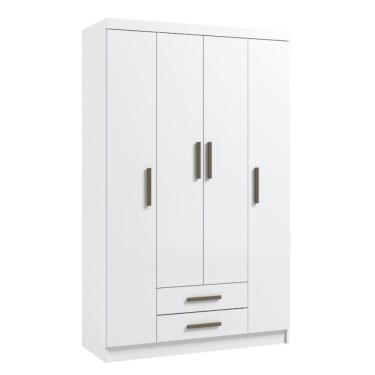 Imagem de Guarda-Roupa Solteiro 4 Portas 2 Gavetas Amendoa MDP com 10 Prateleiras Organizadoras e Corredicas Telescopicas