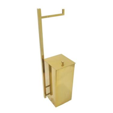 Imagem de Lixeira Inox Quadrada com Papeleira Gold Padrão Deca - Tozzatto Inox