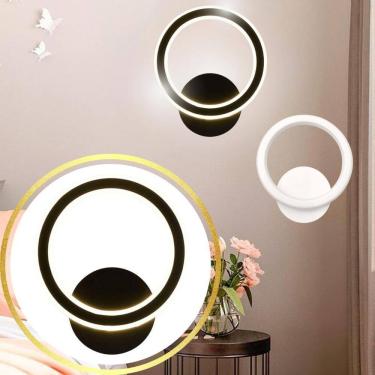 Imagem de Luminária Arandela 24Cm Anel Led Duplo 24 Watts Parede Gimpo