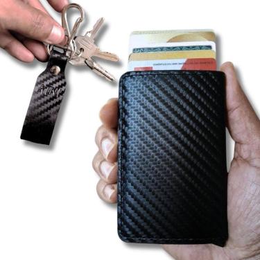 Imagem de Carteira Futuro Rfid Slim Porta Cartões De Couro Antifurto