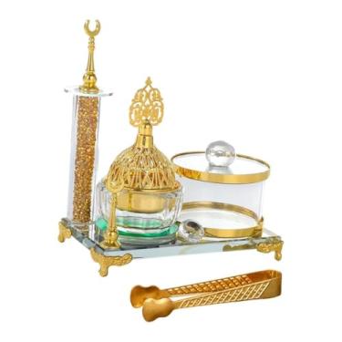 Imagem de Ｂｅｓｇａ Queimador de incenso árabe, suporte de vidro para incenso, meditação, ornamento para casa, artesanato com pinça, escritório, quarto, Oriente