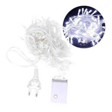 Imagem de Pisca Pisca Natalino 100 Leds 9 Metros 8 Funções Luz Branco Led – Uso Interno Decoração Festiva- Tipo 127 v