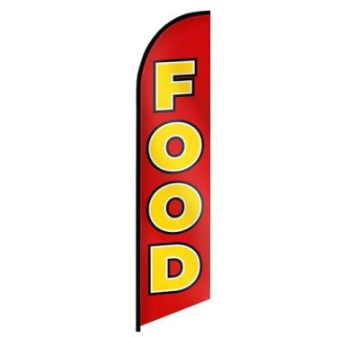 Imagem de Decoração de bandeira de penas para publicidade comercial - Banner de bandeira de alimentos para vitrines de lojas, varejistas, lojas, food trucks, eventos e feiras 3,7 m x 0,8 m poliéster 150D