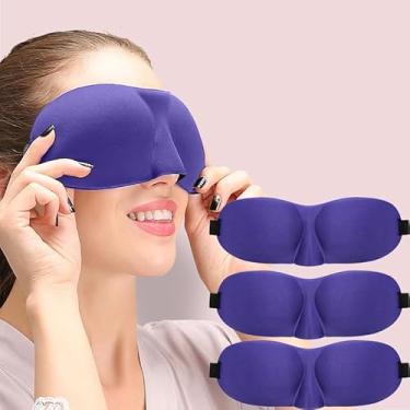 Imagem de Máscara de dormir para dorminhocos de costas e de lado, pacote com 3, máscaras oculares 3D com bloqueio de luz 100% para dormir, cobertura para olhos com pressão zero para mulheres e homens, leve e