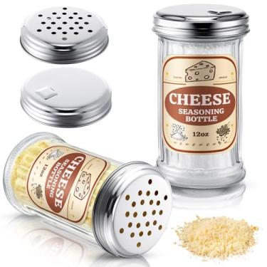 Imagem de Feekoon Pacote com 2 coqueteleiras de vidro com 4 tampas de aço inoxidável, coqueteleira de queijo parmesão de 350 ml, recipiente hermético, pote de especiarias, dispensador de sal e pimenta para