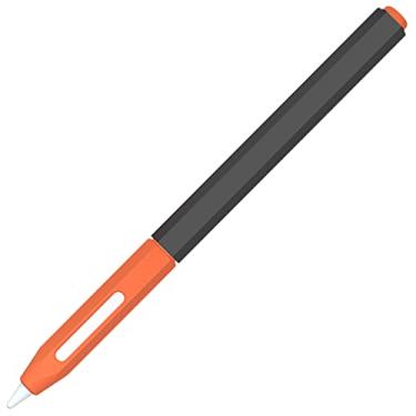 Imagem de Capa protetora de silicone macio para Apple Pencil 2ª geração – capa aderente, compatível com iPad Pro 11 e 12,9 polegadas, preto e laranja
