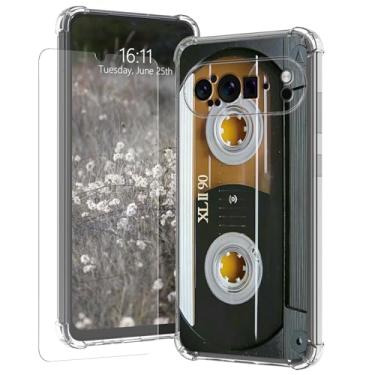 Imagem de Capa transparente para Google Pixel 9 e 9 Pro com protetor de tela [antiamarelamento] [proteção contra quedas] Capa protetora fina de silicone macio TPU transparente cristal à prova de choque, fita