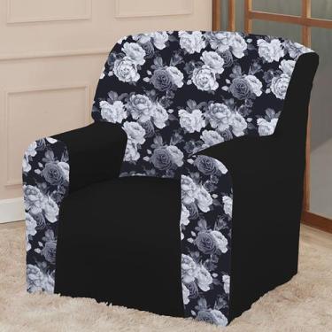 Imagem de Capa para Poltrona Coladinha Mista Floral Estampada Decoração Sala Qua