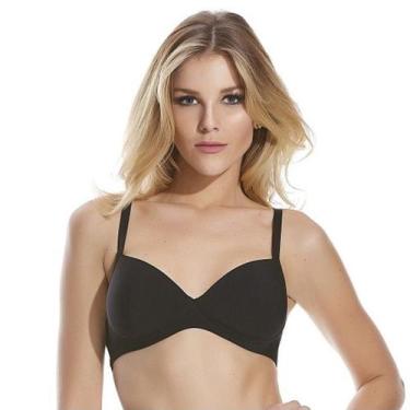 Imagem de Sutiã com bojo e sem aro de microfibra básico Liebe, Preto, 44