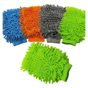 Imagem de 2X Kit 05 Luvas Para Lavar Carro Limpeza Doméstica Microfibr