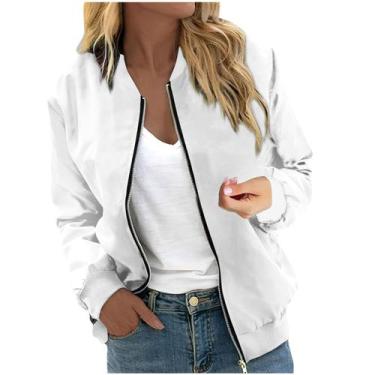 Imagem de Casaco COTECRAM Bomber feminino leve de inverno branco XXL