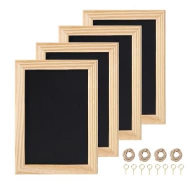 Imagem de Miraclekoo Pacote com 4 mini placas de giz com moldura de madeira inacabada, 10 x 15 cm