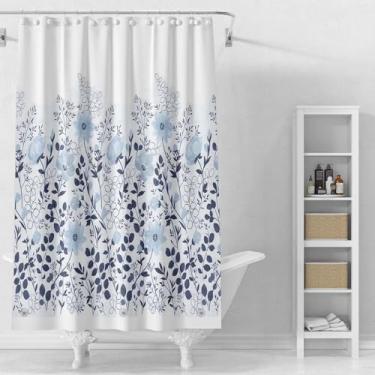 Imagem de TIKABC Forro de cortina de chuveiro, forro de chuveiro PEVA 4G, cortinas de chuveiro de plástico à prova d'água, 183 x 183 cm com furos de ilhós, 3 pesos magnéticos