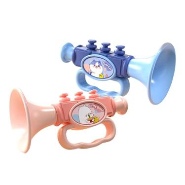 Imagem de menolana Brinquedo apito de brinquedo educacional com formato de trombeta para bebês de 2, 3 e 4 anos, meninos e meninas, presentes de Natal aniversário, Rosa E Azul