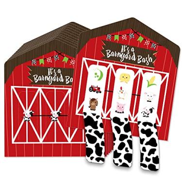 Imagem de Big Dot of Happiness Farm Animals – Barnyard Baby Shower ou Birthday Party Game Pickle Cards – Tabs de puxar 7,6 cm em uma fileira – Conjunto de 12