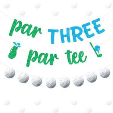 Imagem de Wonmelody Golf 3rd Birthday Decorations Par Three Par Tee Banner Let's Partee Time Birthday Balloons Golf Garlands Sports Theme 3rd Bday Decor Ball Game Sports Theme Party for 3 Year Old Kids