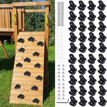 Imagem de KKYOYRE 40 Rock Wall Climbing Holds Extra Large for Kids or Adult,DIY Rock Climbing Grips with Mini Wrench for Indoor Outdoor Playground Play Set(Pure Black)