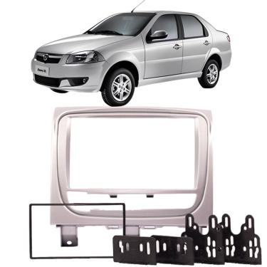 Imagem de Moldura 2 Din Siena EL (painel novo) 2013 à 2020 Prata Painel Central Multimidia 6.2 e 7 Polegadas