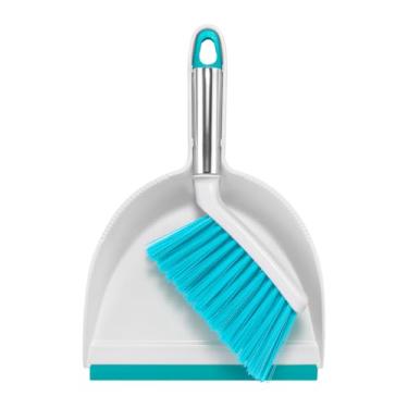 Imagem de NACENA Conjunto de mini vassoura e pá de lixo, panela de poeira pequena e conjunto de escova com alça, dentes de pá de lixo para limpar o cabelo, adequado para mesas de escritório, gavetas, sofá