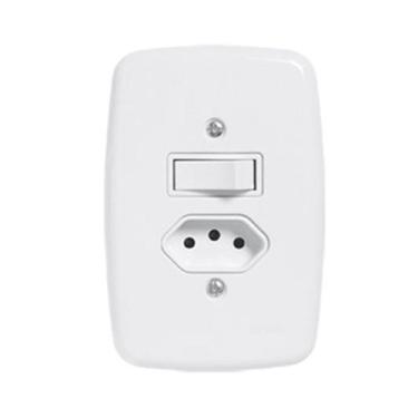 Imagem de Interruptor e Tomada 2P+T 20A 250V Branco de Embutir Pluzie