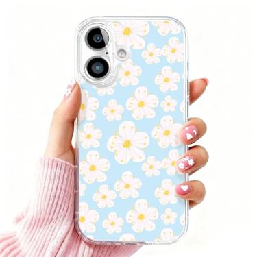 Imagem de DSJIFGEW Design de capa transparente padrão para iPhone 16 Plus | Antiamarelamento, parte traseira rígida, proteção contra quedas de nível militar, suporta carregamento sem fio