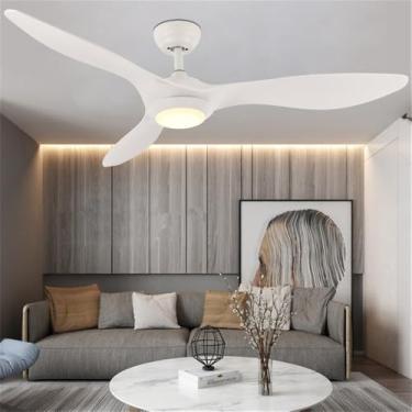 Imagem de Ventilador de teto LED contemporâneo com lâmpada, controle remoto, design moderno e elegante, ideal para sala de estar, restaurante, quarto, escritório e quarto infantil (Estilo 4, 1 unidade