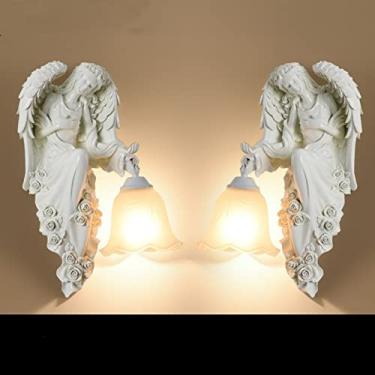 Imagem de Luminária de parede contemporânea em formato de anjo, com LED, estilo americano criativo, ideal para sala de estar, quarto, escritório, casa de campo, hotel, quarto infantil, café, restauran