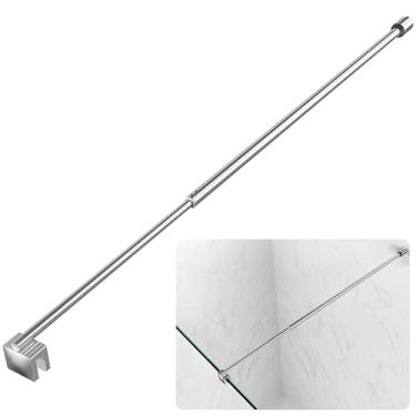 Imagem de Barra de suporte para porta de chuveiro, haste de suporte telescópica de painel fixo de aço inoxidável de 27,5 a 12 cm, barra de suporte ajustável de parede a vidro, fácil instalação e resistente à