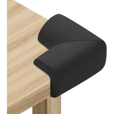 Imagem de Pacote com 10 protetores de canto macios de borda e canto, para-choques de móveis pré-colados de segurança para lareira, mesa, escada, armário (preto)