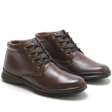 Imagem de Bota Coturno Casual em Couro Ortopedica Pires Shoes com Cadarço e Sola