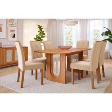 Imagem de Sala de Jantar Completa Valentina Tampo Madeirado 180x90cm e 6 Cadeira
