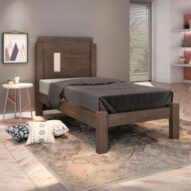 Imagem de Cama Solteiro Padrão MDF Detalhe em Espelho Amanda Malbec