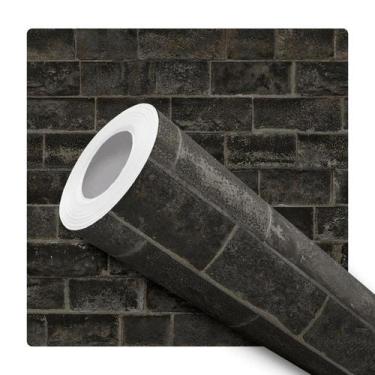 Imagem de Papel De Parede Adesivo Lavável Tijolinho Preto Sala Quarto - Deliquad
