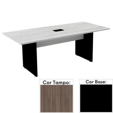 Imagem de Mesa de Reunião com Caixa de Tomada Retangular 200x90 cm Pé Painel PE2