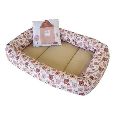 Imagem de Ninho Redutor Com Almofada Berço Para Bebê Menino - Carinha de Anjo En