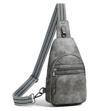 Imagem de Mroede Bolsa tiracolo feminina pochete mochila casual para viagens, trabalho, compras, 2-3 cinza escuro, 4.3 x 11.5 x 7.3 inches