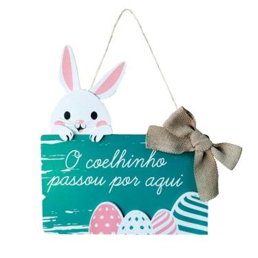 Imagem de Placa Decorativa Mdf Páscoa Coelhinho Passou Por Aqui