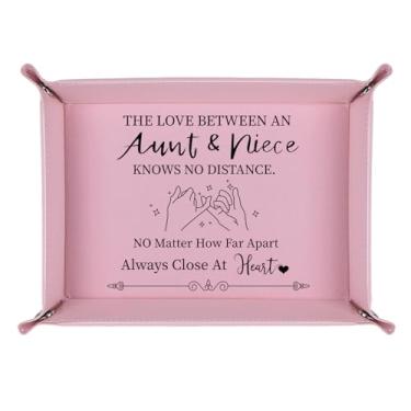 Imagem de LJZTYX To My Aunt Gifts, bandeja de couro gravada personalizada, organizador de armazenamento de mesa com manobrista, presentes de dia das mães para tia, presentes de aniversário, presentes de ação de