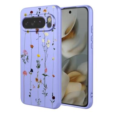 Imagem de OEURVQO Capa artística para Google 10 Pro XL, capa de silicone líquido de toque macio com forro fofo, compatível com carregamento sem fio, capa protetora para Google Pixel 10 Pro XL, roxo elegante