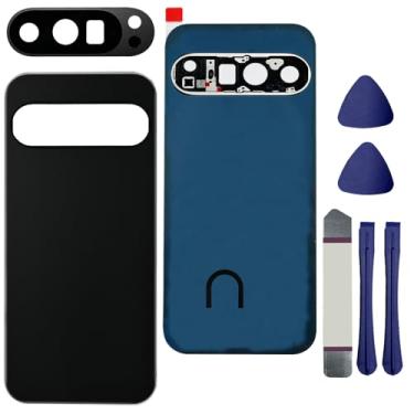Imagem de Substituição de vidro traseiro para Pixel 9 Pro para Google Pixel 9 Pro Capa traseira de vidro com fita pré-instalada e lente de câmera + ferramentas (obsidiana)