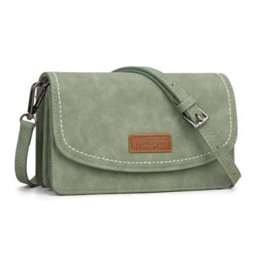 Imagem de Wrangler Carteira transversal feminina clutch com costura contrastante, Verde