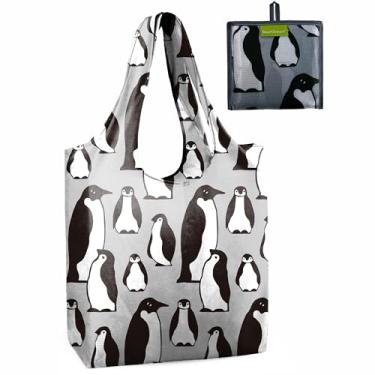 Imagem de Ideias de presente para amantes de pinguins, sacolas de compras reutilizáveis de animais fofos, dobráveis e reutilizáveis, extra grandes, 22,7 kg, duráveis, laváveis na máquina para mulheres